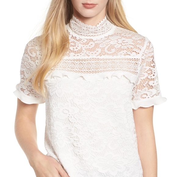 White lacy Gibson top 😇 - Picture 1 of 8